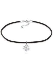 Collier Elli "Choker mit Anh&auml;nger Edelweiss 925 Sterling Silber" Gr. 32, silber, Halsketten, Damen, 32, ohne Stein, Silber 925 (Sterlingsilber), L: 32, Collier