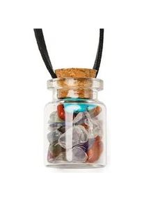 Kette mit Anh&auml;nger Firetti "Schmuck Geschenk Edelsteinmix", bunt (transparent, schwarz, rot, wei&szlig;, lila, orangerot, t&uuml;rkis), Halsketten, Damen, Glas Leder, L: 55 B: 2mm, Glas, Leder, Made in Germany - mit Achat, Bergkristall, Amethyst, Karneol, T&uuml;rkis, B:2mm