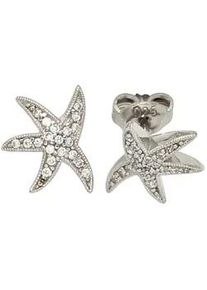 Paar Ohrstecker Jobo "Seestern", silber (silber 925), Ohrringe, Damen, Silber 925 (Sterlingsilber), 925 Silber mit 38 Zirkonia