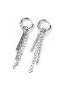 Paar Creolen Firetti "Schmuck Geschenk Chain", silber (edelstahlfarben), Ohrringe, Damen, 15mm, Edelstahl, Einh&auml;nger abnehmbar