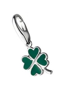 Charm-Einh&auml;nger "gr&uuml;nes Kleeblatt, Silber 925", gr&uuml;n, Giorgio Martello MILANO, Charms, Damen, Silber 925 (Sterlingsilber)