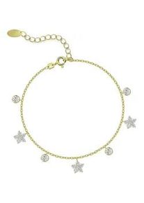 Fu&szlig;kette mit Anh&auml;nger Firetti "Schmuck Geschenk Silber 925 K&ouml;rperschmuck Ankerkette Kreise Blumen", gelbgoldfarben, kristallwei&szlig;, kristallwei&szlig;, Fu&szlig;ketten, Damen, Silber 925 (Sterlingsilber), Made in Germany - mit Zirkonia (synth.)