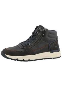 Sneaker Mustang SHOES "Mart", Damen, Gr. 44, grau (dunkelgrau), Lederimitat, Textil, Schuhe Sneaker, High Top Sneaker, Schn&uuml;rboots mit Rei&szlig;verschluss
