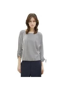 3/4-Arm-Shirt Tom Tailor DENIM, Damen, Gr. XXL (44), blau (small navy wei&szlig; stripe), Single Jersey, Obermaterial: 58% Viskose, 38% Polyester, 4% Elasthan, gestreift, regular fit normal, Rundhals, verstellbar mit Bindeband, Shirts 3/4-Arm-Shirt, in feiner Rippoptik