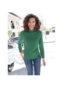 Stehkragenpullover Casual Looks "Pullover", Damen, Gr. 44, gr&uuml;n (dunkelgr&uuml;n), 50% Baumwolle, 50% Polyacryl, unifarben, Pullover Stehkragenpullover