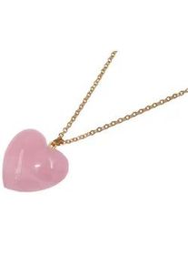 Kette mit Anh&auml;nger Firetti "Halskette Schmuck Geschenk Herz "LIEBE", bunt (gelbgoldfarben, rosa), Halsketten, Damen, Edelstahl, L: 55 B: 2mm, Made in Germany - mit Rosenquarz, B:2mm