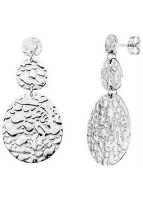 Paar Ohrh&auml;nger Jobo, silber (edelstahlfarben), Ohrringe, Damen, Edelstahl, Edelstahl mit Struktur