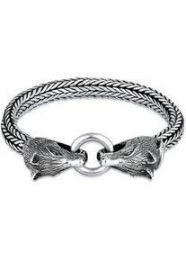 Armband Kuzzoi "Herren Wolfskopf Ringverschluss Rund 925 Silber" Gr. 19, silber, Armb&auml;nder, Herren, 19cm, ohne Stein, Silber 925 (Sterlingsilber), Armband