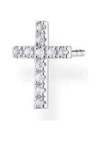 Single-Ohrstecker Thomas Sabo "Kreuz", bunt (silberfarben, wei&szlig;, kristallwei&szlig;), Ohrringe, Damen, Silber 925 (recycelt), mit Zirkonia (synth.)
