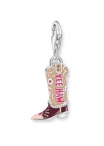 Charm-Einh&auml;nger Thomas Sabo "Cowboy-Stiefel-Motiv", silber (silberfarben, beige, pink, weinrot, orange, orange), Charms, Damen, Silber 925 (recycelt), mit Zirkonia (synth.)