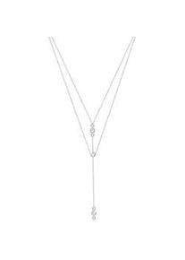 Gliederkette Elli "Y-Kette Layer 925 Silber, mit Kristallen von Swarovski", silber, Halsketten, Damen, 45, ohne Stein, Silber 925 (Sterlingsilber), L: 45, Gliederkette