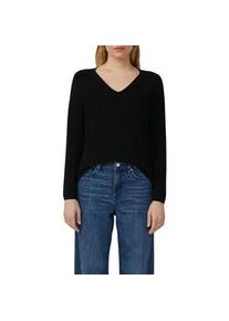 Strickpullover s.Oliver, Damen, Gr. 42, schwarz, Strick, Obermaterial: 60% Baumwolle, 40% Polyacryl, unifarben, regular fit taillenbedeckt, V-Ausschnitt, B&uuml;ndchen, Pullover Strickpullover, mit V-Ausschnitt