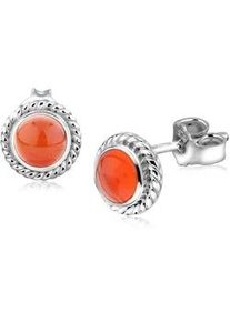 Paar Ohrstecker NENALINA "Karneol Geburtsstein Juli Trend 925 Silber", orange, Ohrringe, Damen, onesize,mit Steinen, Silber 925 (Sterlingsilber)