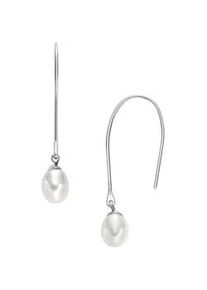 Paar Ohrhaken Skagen "Schmuck Geschenk Edelstahl Ohrringe AGNETHE PEARL", silber (edelstahlfarben, wei&szlig;), Ohrringe, Damen, Edelstahl Perlen, Edelstahl, Perlen, mit S&uuml;&szlig;wasserzuchtperle