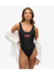 Superdry Damen Elastischer Badeanzug mit Tiefem R&uuml;ckenausschnitt Schwarz - Gr&ouml;&szlig;e: 40 212403500043402A019