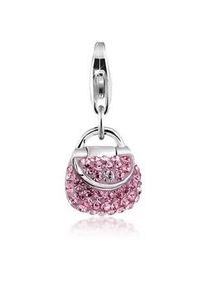 Charm-Einh&auml;nger NENALINA "Tasche Anh&auml;nger 925 Silber, mit Kristallen von Swarovski", silber, Charms, Damen, mit Steinen, Silber 925 (Sterlingsilber)