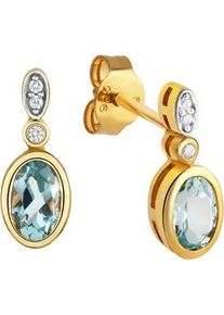 Paar Ohrstecker Firetti "Schmuck Geschenk Silber 925 Ohrschmuck Ohrschmuck Edelstein Topas", blau (gelbgoldfarben, silberfarben, blau, kristallwei&szlig;, blau, kristallwei&szlig;), Ohrringe, Damen, Silber 925 (Sterlingsilber), mit Blautopas (behandelt), Zirkonia (synth.)