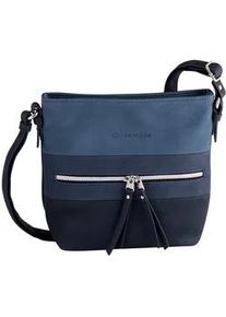 Umh&auml;ngetasche Tom Tailor "Ellen", Damen, Gr. B/H/T: 25,5cm x 23,5cm x 5,5cm, blau, Polyurethan, colorblocking, gepflegt, kontrastfarbene Details, mehrfarbig, Taschen Umh&auml;ngetasche, sch&ouml;nes Color Blocking, hochgl&auml;nzender Rei&szlig;verschluss-Eyecatcher