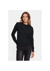 Rundhalspullover SAINT TROPEZ "MilaSZ", Damen, Gr. L, schwarz, Strick, Obermaterial: 80% Viskose, 20% Polyamid, unifarben, regular fit normal, Rundhals, Pullover Rundhalspullover