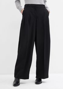 bonprix Bundfaltenhose mit Bequembund und Schlitz, schwarz, Gr.38, Bundfaltenhose mit schmal zulaufendem Bein und hoher Taille. Taschen befinden sich in den Seitenn&auml;hten