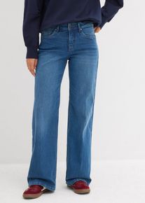bonprix Wide-Leg-Jeans Mid Waist Bio- Baumwolle, blau, Gr.40, Straight-Jeans Mid Waist Bio-Baumwolle, 98% Baumwolle (organic)