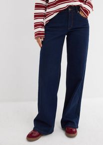 bonprix Wide-Leg-Jeans Mid Waist Bio- Baumwolle, blau, Gr.42, Straight-Jeans Mid Waist Bio-Baumwolle, 98% Baumwolle (organic)