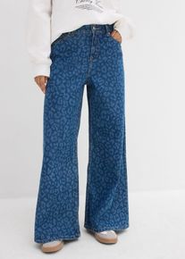 bonprix Wide-Leg-Jeans Mid Waist, blau, Gr.50, Wide-Leg-Jeans Mid Waist, 99% Baumwolle