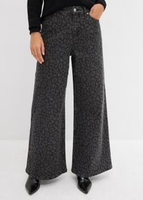 bonprix Wide-Leg-Jeans Mid Waist, grau, Gr.50, Wide-Leg-Jeans Mid Waist, 99% Baumwolle