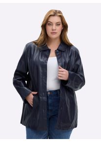 sheego Große Größen Lederimitatjacke für die Übergangszeit, marine, Größe 38 - Damen