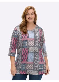 sheego Große Größen Print-Shirt im Patchwork-Optik, beere-gemustert, Größe 40 - Damen