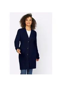 Strickjacke Heine, Damen, Gr. 44, blau (marine), 50% Viskose, 28% Polyester, 22% Polyamid, unifarben, Strickjacken Strickjacke