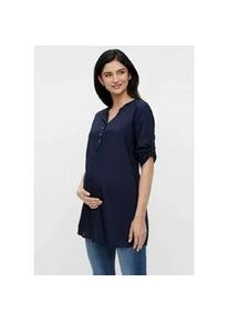 Longbluse MAMALICIOUS "MLMERCY", Damen, Gr. M, blau (navy), Web, Obermaterial: 100% Viskose (LENZINGTM ECOVEROTM), unifarben, figurumspielend, Rundhals, Blusen Longbluse, aus EcoVero