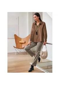 Longbluse Heine, Damen, Gr. 44, braun, 50% Baumwolle, 50% Polyester, unifarben, Blusen Longbluse