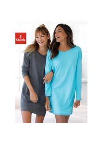 Nachthemd Arizona, Damen, Gr. 36/38, N-Gr, bunt (t&uuml;rkis, grau), Single Jersey, Obermaterial: 60% Baumwolle, 40% Polyester, bequem kurz, Rundhals, B&uuml;ndchen, Kleider Nachthemd, in melierter Optik