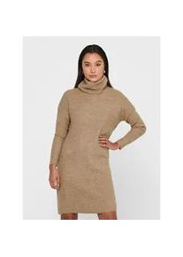 Strickkleid Only "ONLJANA L/S COWLNCK DRESS", Damen, Gr. M, N-Gr, beige (colorot indian tan), Rippstrick, Obermaterial: 62% Polyacryl, 15% Nylon, 13% Polyester, 7% Wolle, 3% Elasthan, unifarben, ca. Mitte Oberschenkel, Kleider Strickkleid