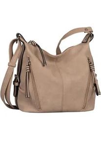 Umh&auml;ngetasche Tom Tailor "CAIA Cross bag M", Damen, Gr. B/H/T: 26cm x 26cm x 12cm, grau (taupe), Lederimitat, Polyurethan (PU), aufgeraut, unifarben, Taschen Umh&auml;ngetasche, mit sch&ouml;nen Details