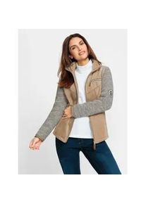 Fleecejacke Inspirationen, Damen, Gr. 40, beige (sand, meliert), 100% Polyester, Futter:60% Baumwolle, 40% Polyester, &Auml;rmel:20% Wolle, 70% Polyacryl, 10% Polyamid, meliert, Jacken Fleecejacke