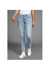 Skinny-fit-Jeans Arizona "Ultra-Stretch", Damen, Gr. 21, K + L Gr, blau (bleached), Denim/Jeans, Obermaterial: 74% Baumwolle, 24% Polyester, 2% Elasthan, Basic, extraeng lang, Jeans, extra-enger Beinverlauf, normale Leibh&ouml;he, mit Eingrifftaschen