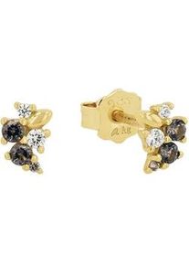 Paar Ohrstecker Amor "2039091", grau (gelbgoldfarben, grau, gelb, kristallwei&szlig;, grau, gelb, kristallwei&szlig;), Ohrringe, Damen, Silber 925 (Sterlingsilber), mit Zirkonia (synth.)