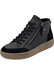 Plateausneaker Remonte, Damen, Gr. 39, schwarz, Leder, Lederimitat, Veloursleder, unifarben, Basic, Schuhe Plateausneaker, Schn&uuml;rboots, Stiefelette mit wasserabweisender TEX-Membran