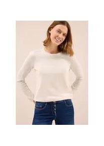 Strickpullover Cecil, Damen, Gr. M (40), beige (oat milk beige melange), Strick, Obermaterial: 60% Baumwolle, 40% Viskose, unifarben, normal h&uuml;ftbedeckend, Rundhals, Flachstrickb&uuml;ndchen, Pullover Strickpullover, mit feinem Detail an der Schulter und Viskose-Anteil