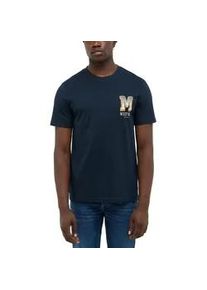 T-Shirt Mustang "Stlye Austin", Damen, Gr. XXL, schwarz saphire, Jersey, Obermaterial: 100% Baumwolle, bedruckt, regular fit normal, Rundhals, gerader Abschluss, Shirts T-Shirt, mit Logo Print