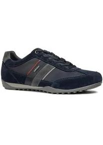 Sneaker Geox "U WELLS C", Herren, Gr. 46, blau (navy, weinrot), Synthetik, Textil, Veloursleder, Schuhe Sneaker, Casual Schuh, Schn&uuml;rschuh mit Logoverzierung
