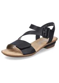 Sandalette Rieker, Damen, Gr. 36, schwarz (schwarz, schwarz), Lederimitat, unifarben, Schuhe Sandalette, Sommerschuh, Sandale, Keilabsatz, mit Klett