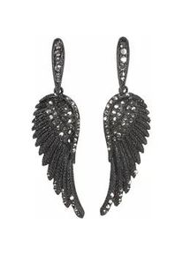 Paar Ohrstecker Firetti "Fl&uuml;gel-Design", schwarz (schwarz, silberfarben), Ohrringe, Damen, Materialmix, mit Glasstein