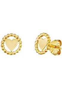 Paar Ohrstecker JULIE JULSEN "925/- Sterling Silber vergoldet Herz", gelb, Ohrringe, Damen, one-size, Silber 925 (Sterlingsilber)