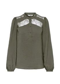 Langarmbluse Only "OnlyOHANNA LIFE FR L/S LACE TOP WVN CS", Damen, Gr. L, gr&uuml;n (kalamata), Web, Obermaterial: 100% Polyester, unifarben, regular fit, Blusen