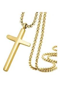 Kette mit Anh&auml;nger Firetti "Schmuck Geschenk Kreuz", gold (gelbgoldfarben), Halsketten, Damen, Edelstahl, L: 55 B: 2,3mm, B:2,3mm