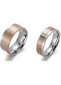 Trauring Firetti "Schmuck Geschenk "LIEBE" bicolor, ca. 6,0mm breit, ca. 8,0mm breit" Gr. 58, rosa (edelstahlfarben, ros&eacute;goldfarben), Fingerringe, Damen, 58,mit Zirkonia, Edelstahl, 6mm, Trauring, wahlweise mit oder ohne Zirkonia (synth.)