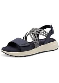 Keilsandalette Tamaris, Damen, Gr. 37, blau (navy), Lederimitat, Textil, Schuhe, Plateau, Bequemschuh, Sandale mit elastischen, &uuml;berkreuzten Riemchen